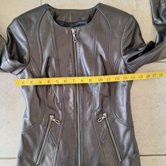 Akris Punto Black  Leather Moto Jacket size 2 - Picture 8 of 9